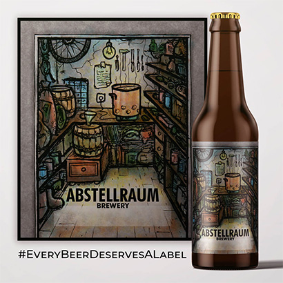Pantry themed illustration on beer label