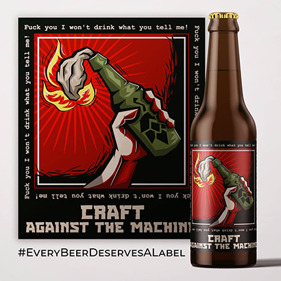 Illustration of hand holding molotov cocktail in beer bottle