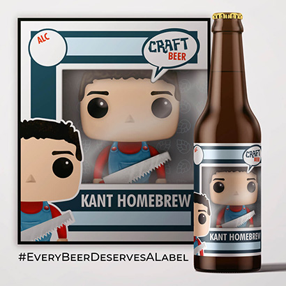 Carpenter figure on beer label