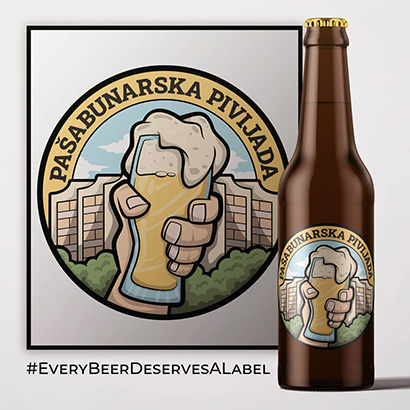Hand holding glass of beer illustration
