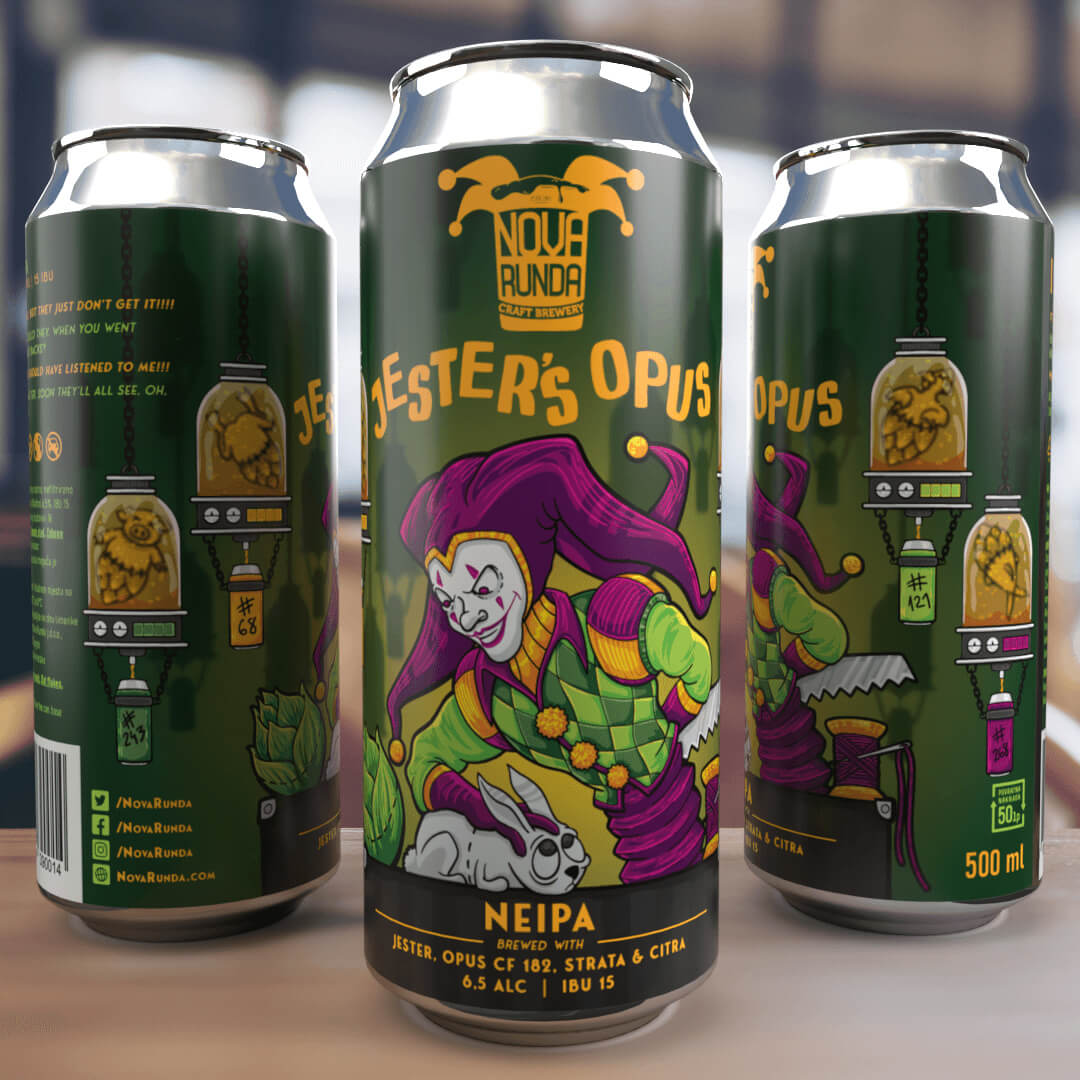 Evil Jester experiments with brewing beer can illustration