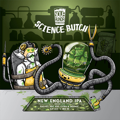 illustration with hop and mad scientist