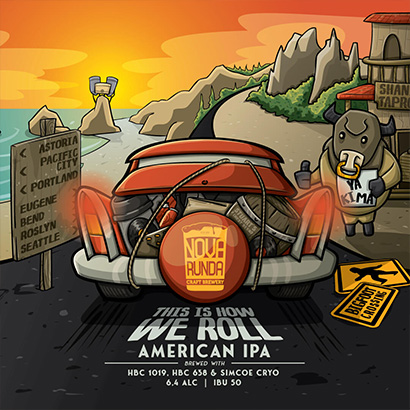 american roadtrip illustration for beer can